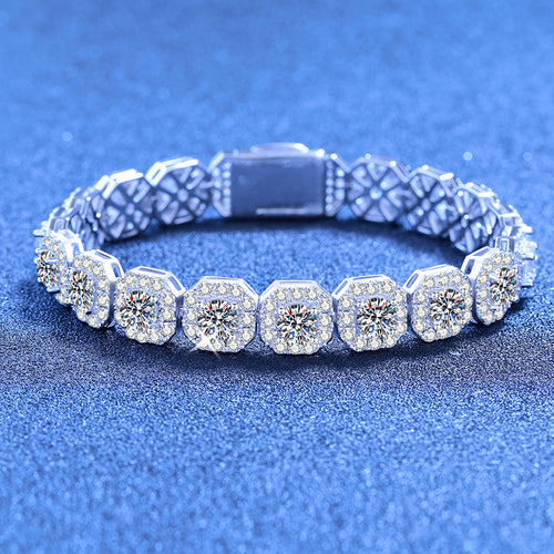 10mm Iced Moissanite Octagon Link Bracelet