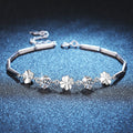 Lucky four-leaf clover moissanite bracelet in 925 silver