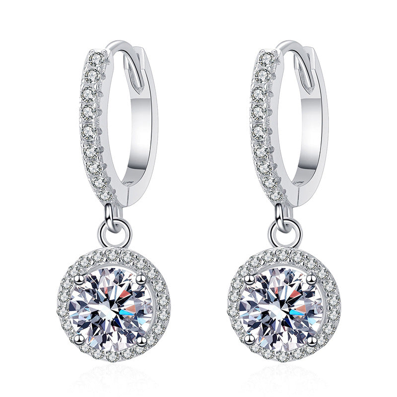 Moissanite huggie earrings close-up