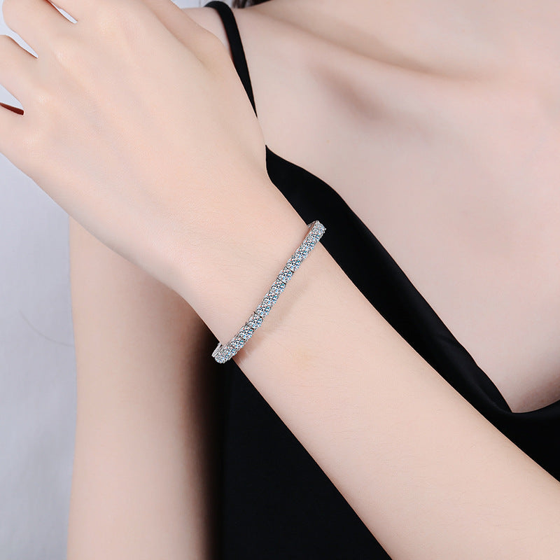 Aeterna Fine platinum-plated sterling silver moissanite tennis bracelet