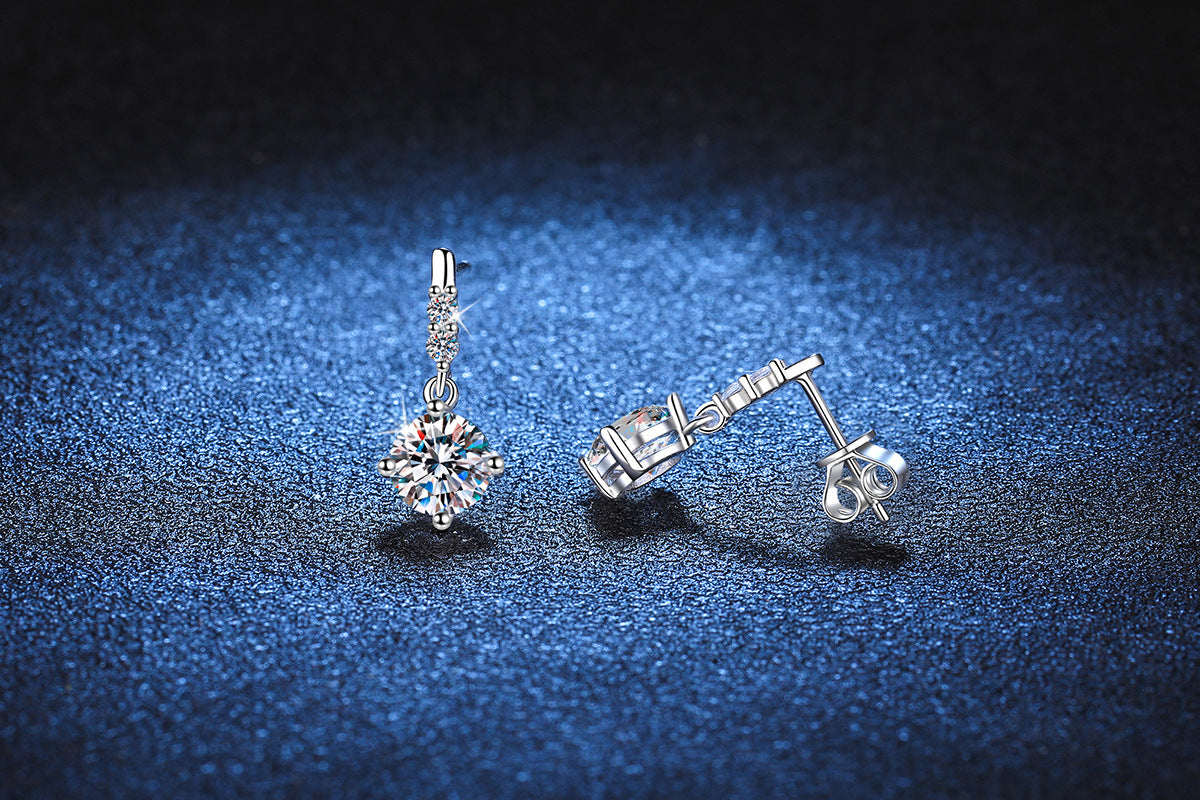 Pavé bar drop earrings side