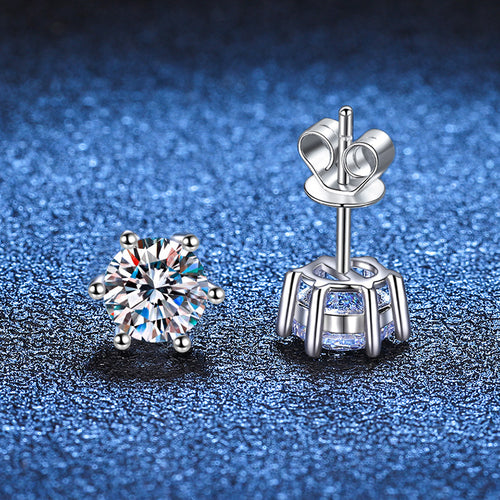 Six-prong moissanite studs pair
