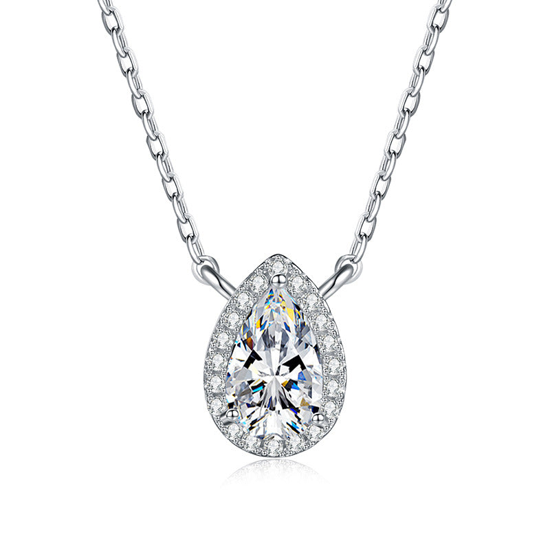 Moissanite teardrop pendant necklace