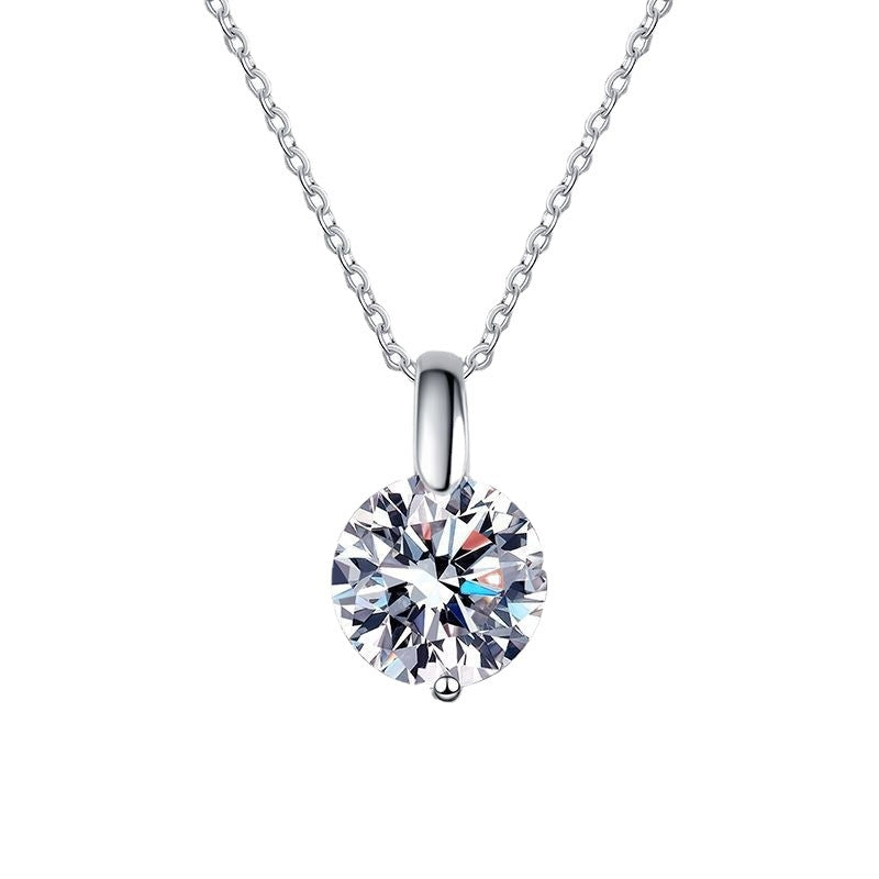 Geometric D-color moissanite pendant necklace in sterling silver