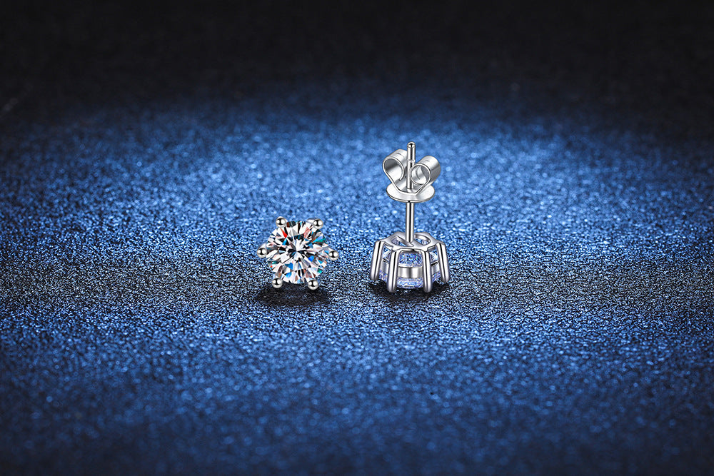 Six-prong moissanite studs lifestyle