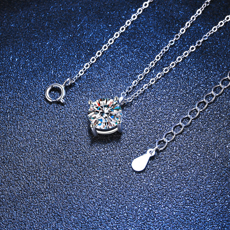 Four-prong moissanite necklace angle