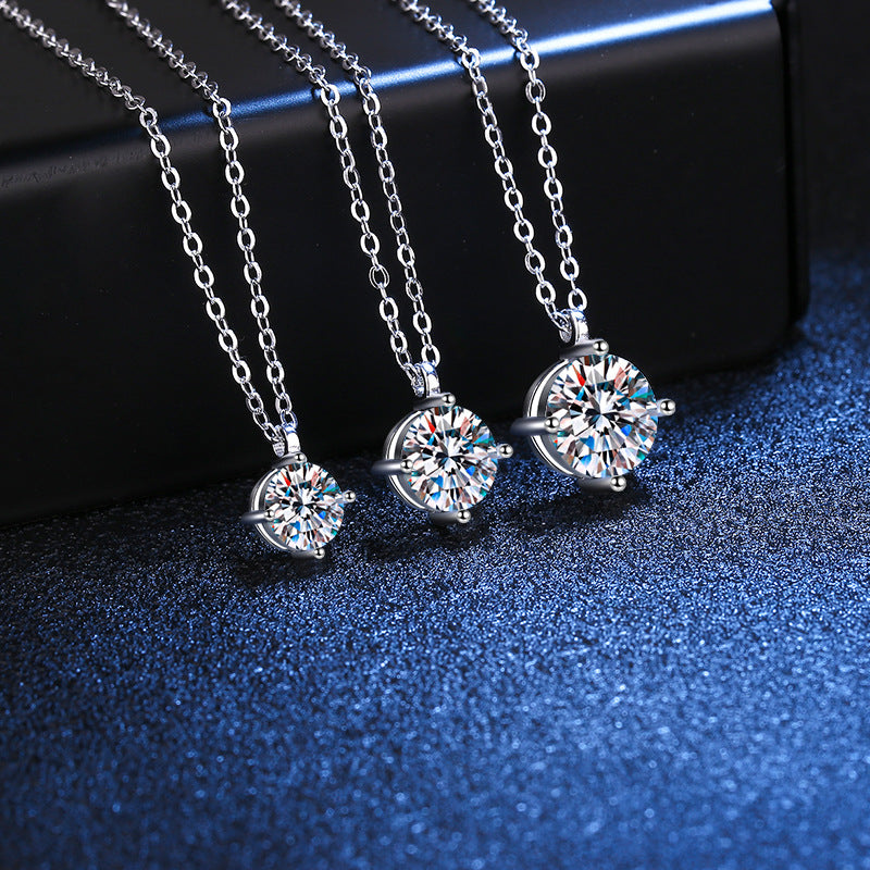 Four-prong moissanite solitaire necklace