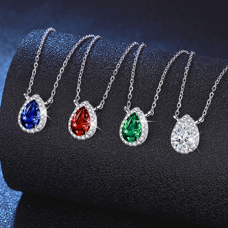 Lab-grown teardrop pendant necklace group