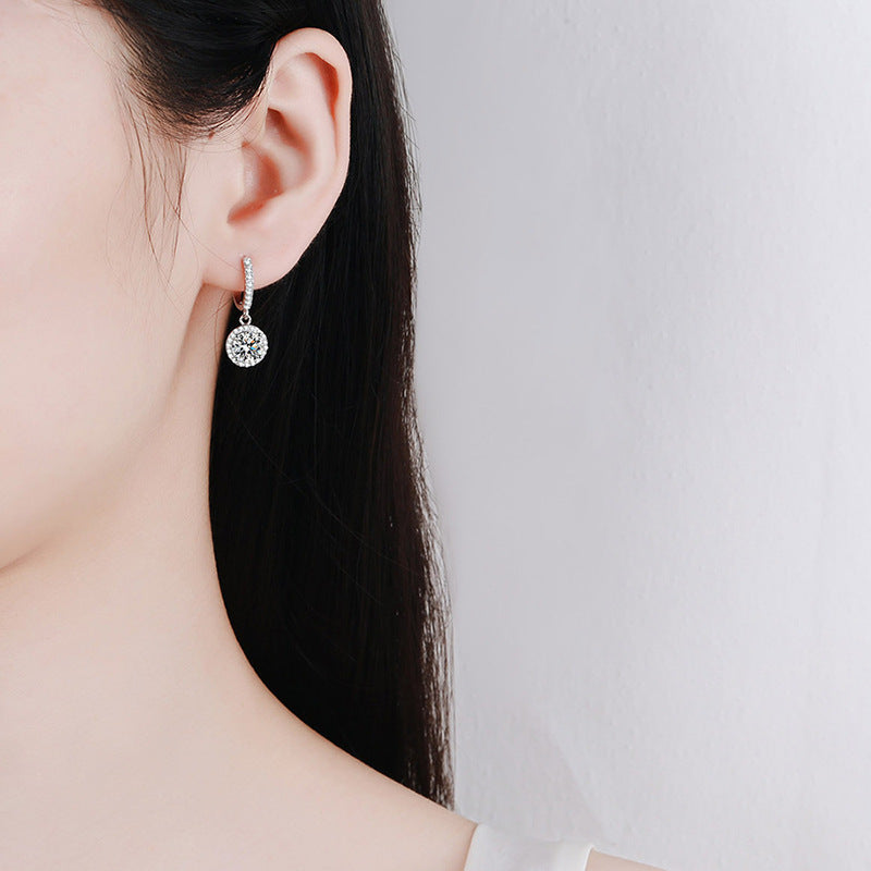 Moissanite huggie earrings angle