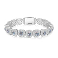 Moissanite octagon link bracelet with pavé box clasp