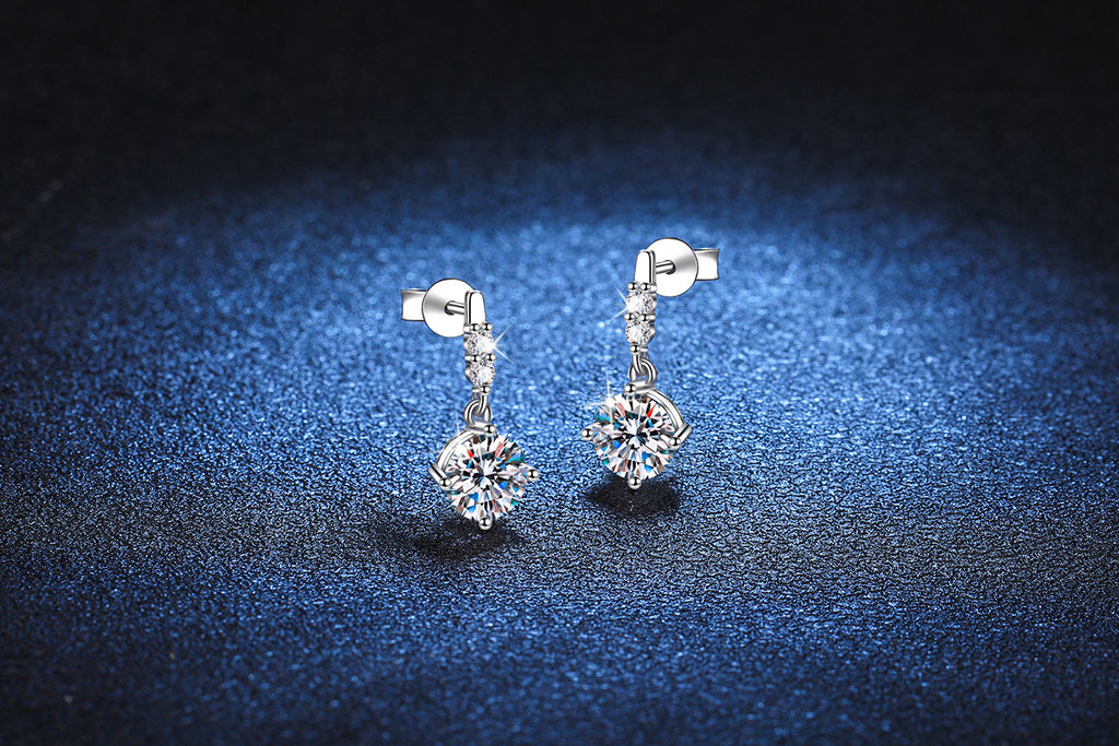 Pavé bar drop earrings close-up