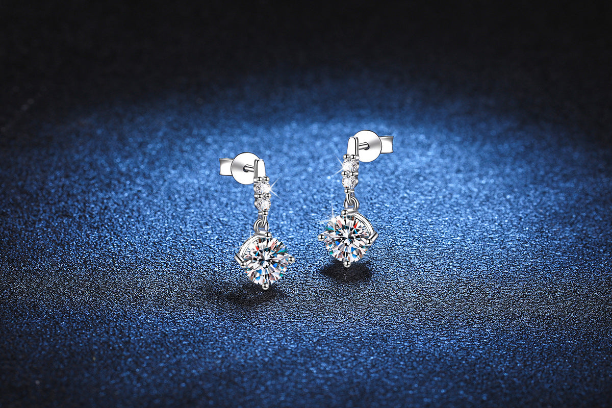 Pavé bar drop earrings close-up