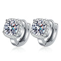 Square halo moissanite huggie earrings silver