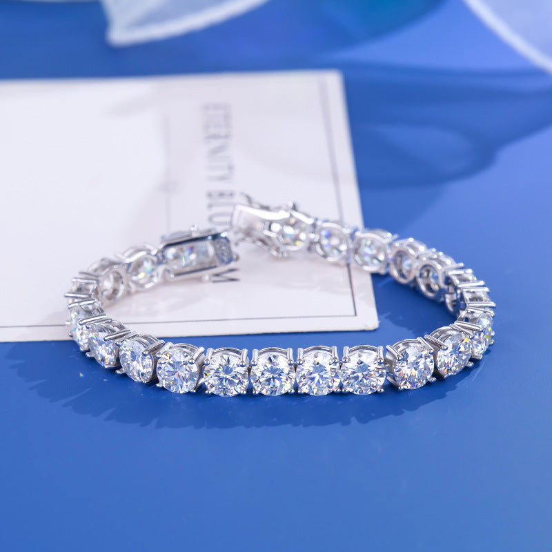 6mm moissanite tennis bracelet white gold plating on white background