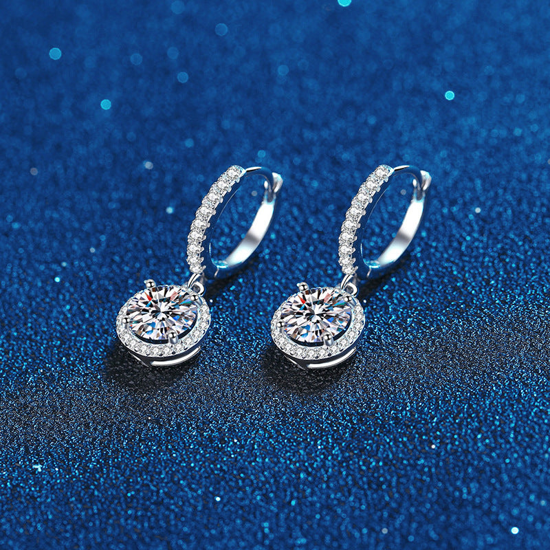 Moissanite huggie earrings detail