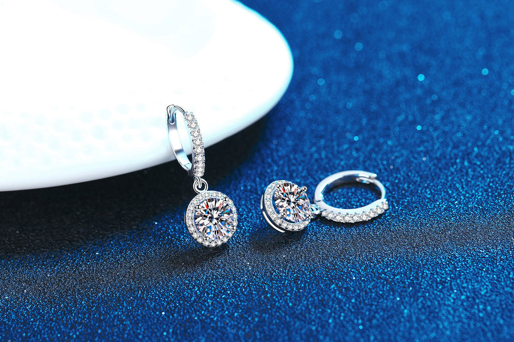 Moissanite huggie earrings rose gold angle