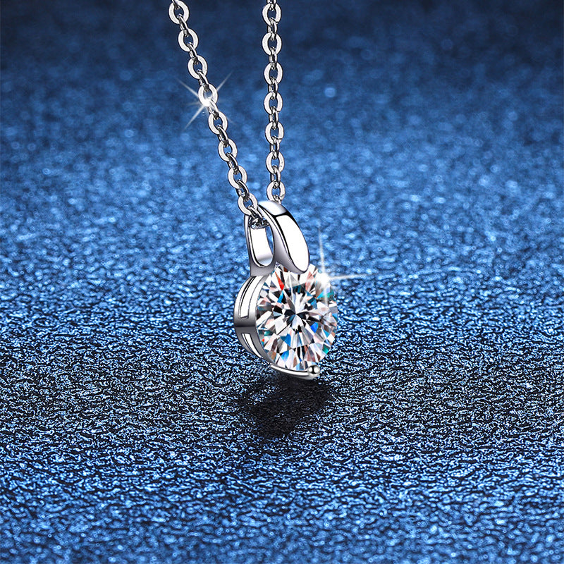Geometric D-color moissanite pendant necklace in sterling silver
