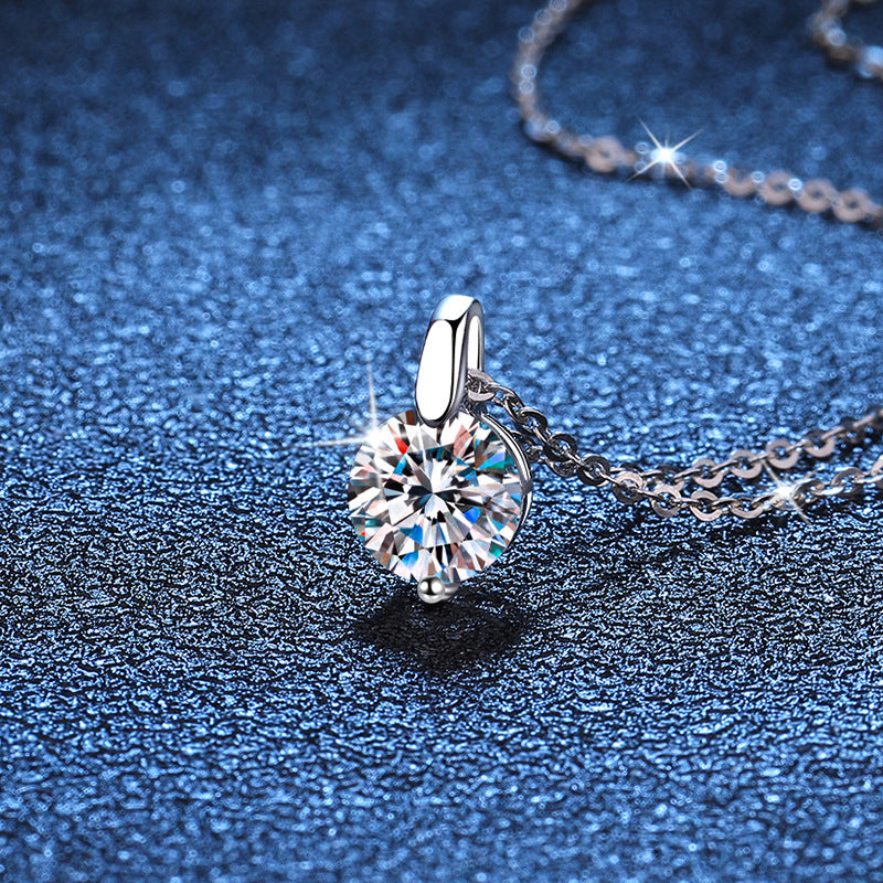Geometric D-color moissanite pendant necklace in sterling silver