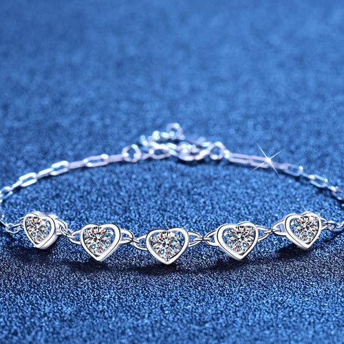 Amour Hearts Moissanite Bracelet in 925 sterling silver