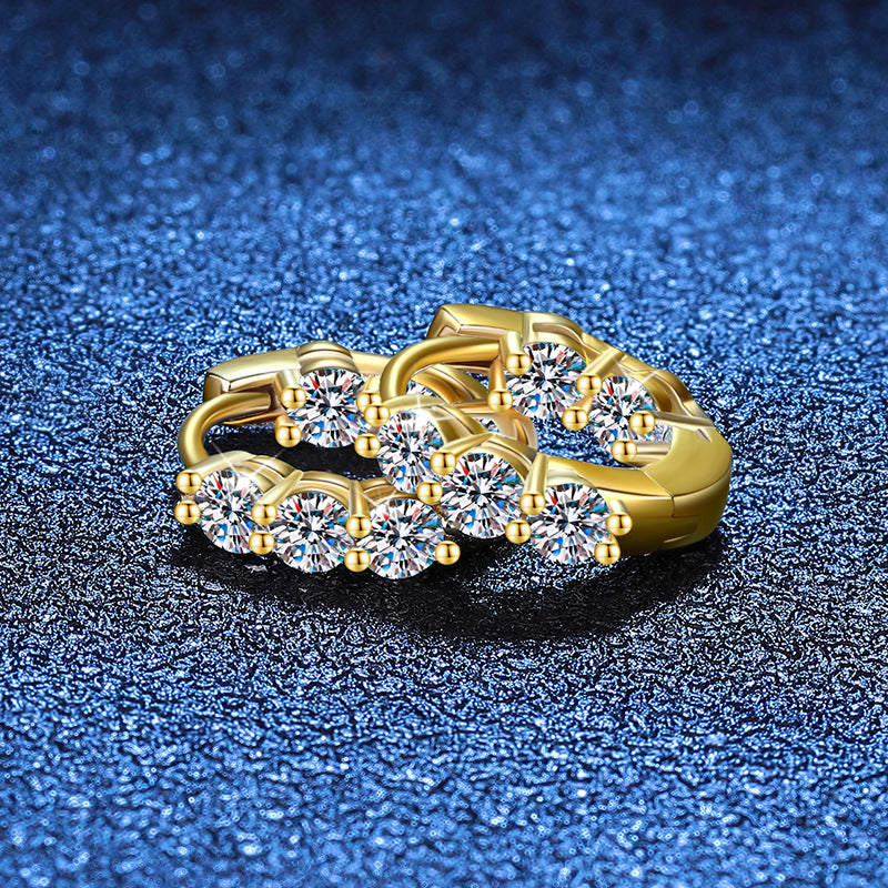 Geometric Moissanite Huggie Hoop Earrings detail