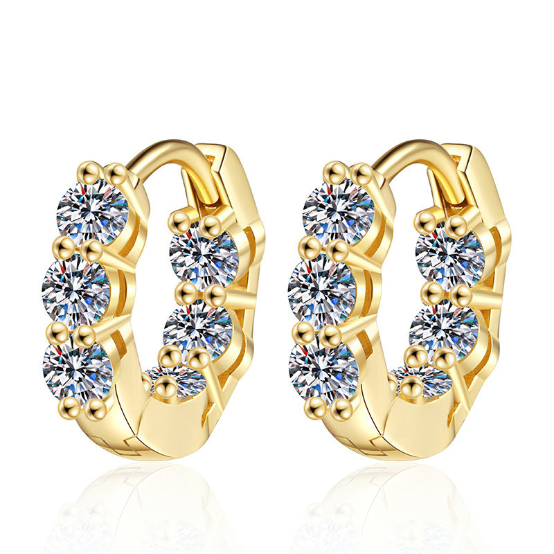 Geometric Moissanite Huggie Hoop Earrings in 14K gold tone
