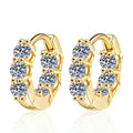Geometric Moissanite Huggie Hoop Earrings in 14K gold tone