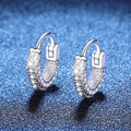 0.7 ct moissanite pavé huggie hoop earrings in sterling silver