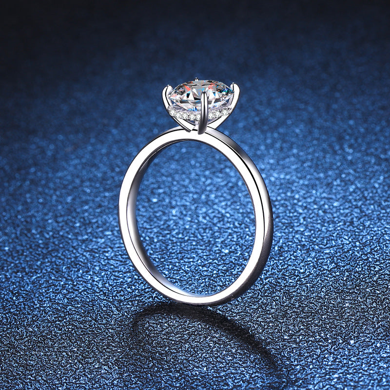 2 ct oval moissanite solitaire ring in 925 sterling silver