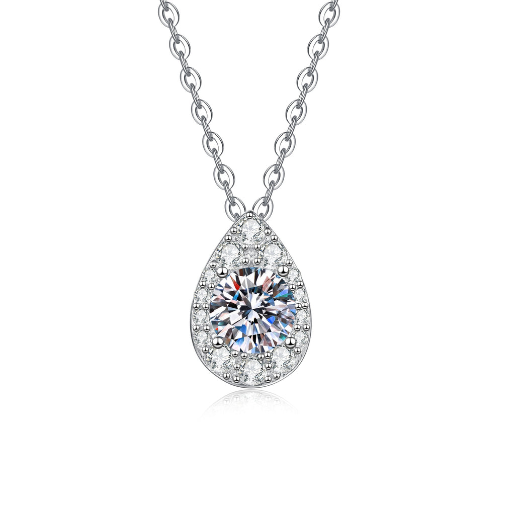 1ct Moissanite Teardrop Solitaire Necklace in 925 sterling silver
