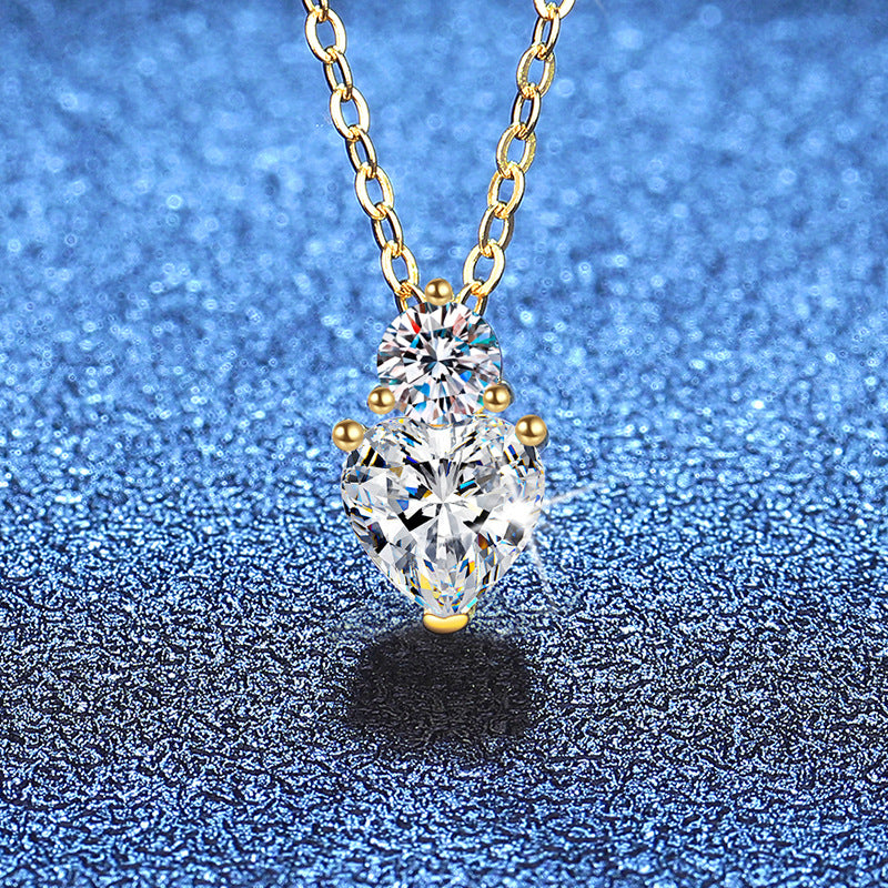 Moissanite heart pendant necklace close-up