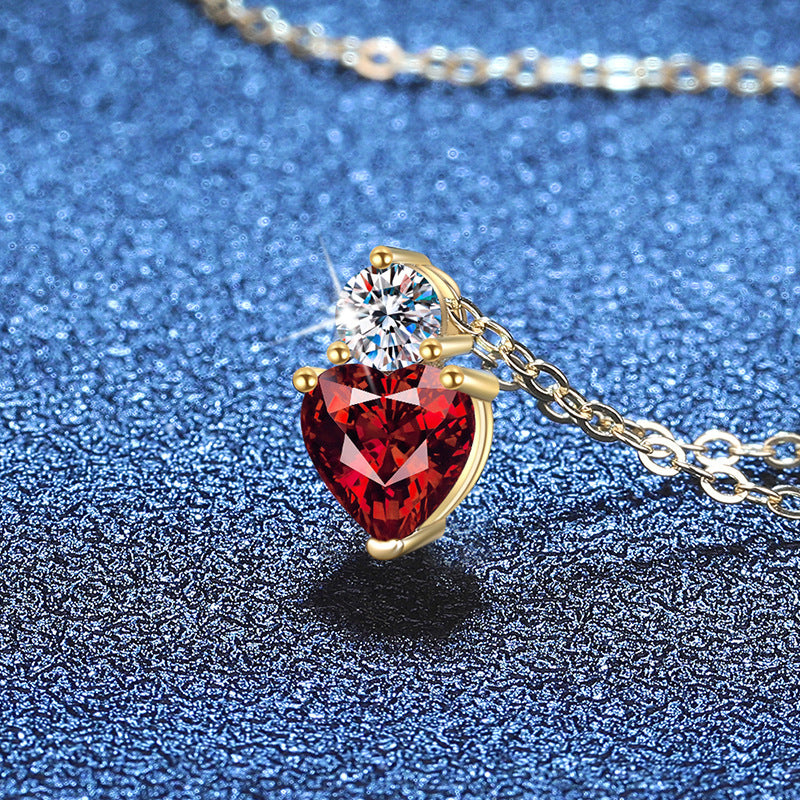 Lab ruby heart pendant necklace